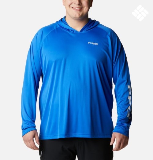 Men's Columbia PFG Terminal Tackle Hoodie Blue | Plus Size CA-T38L4